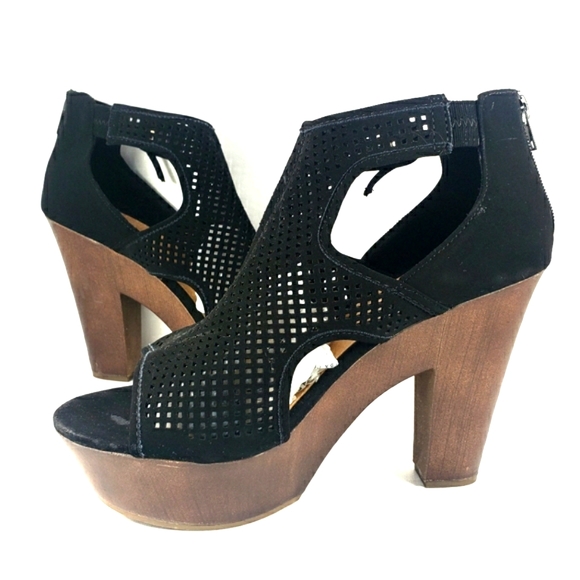 Report Libby Black Vegan Suede, Open Toe, Platform Sandals. Women's Size 8.5M - Picture 4 of 10